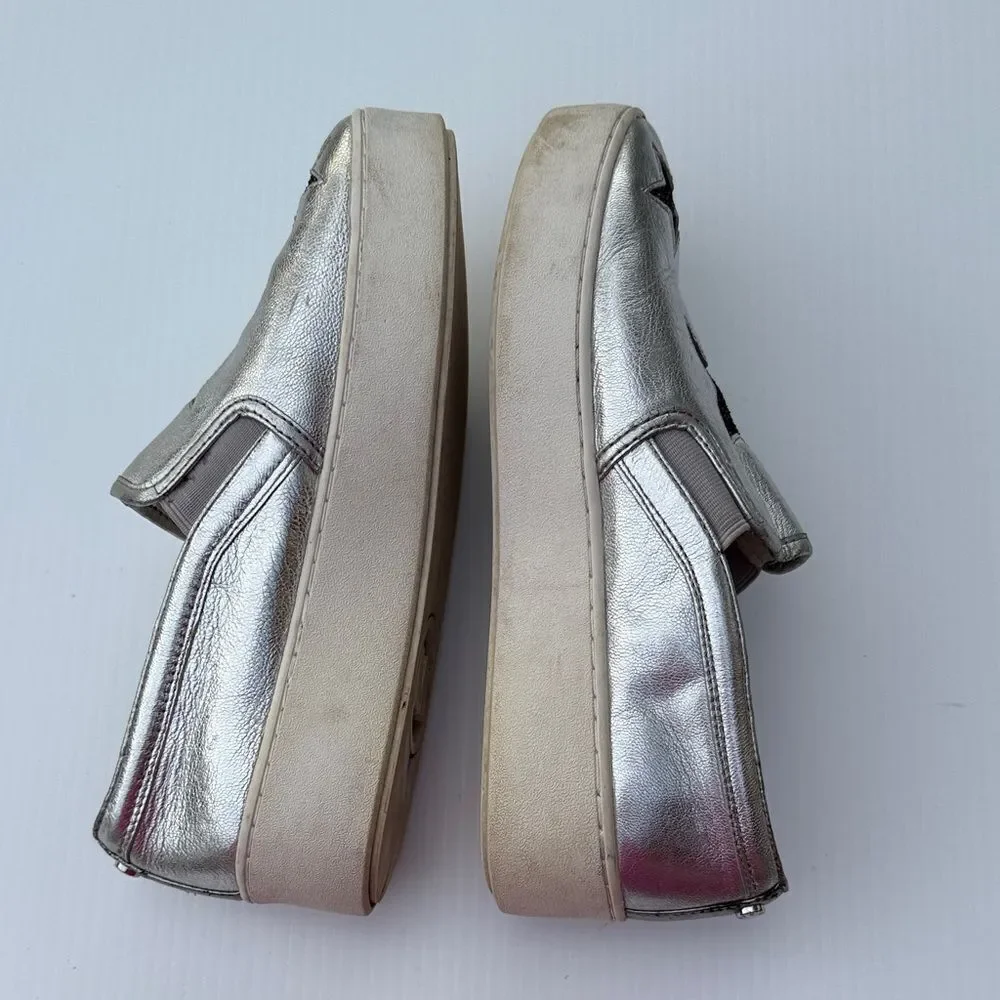 Michael Michael Kors Platform HJ17J Silver with Black Stars Sneakers Size 7.5